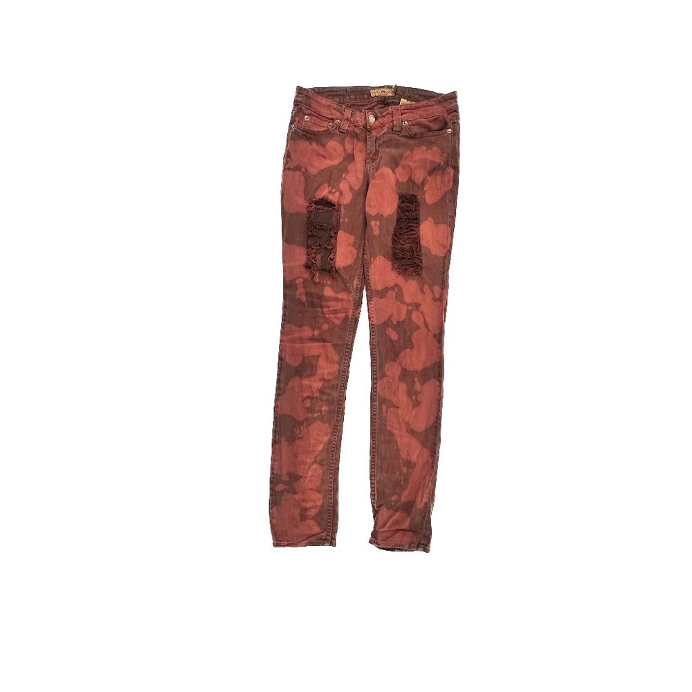 PJ Parker Jeans Skinny Distressed Women's size‎ 9 Dark Wash Red Denim Jeans